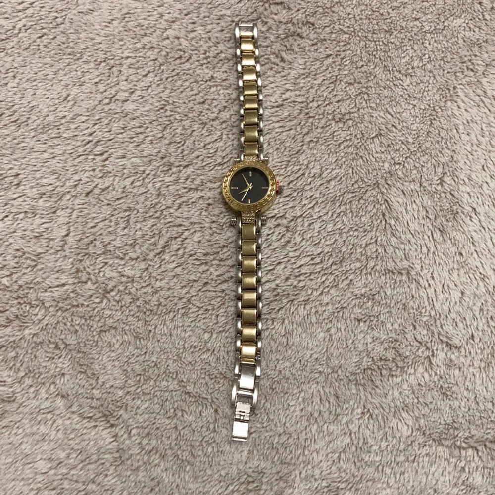 Silver and gold watch